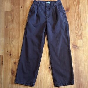TNA Dark Brown High-Waist Wide Leg Trousers